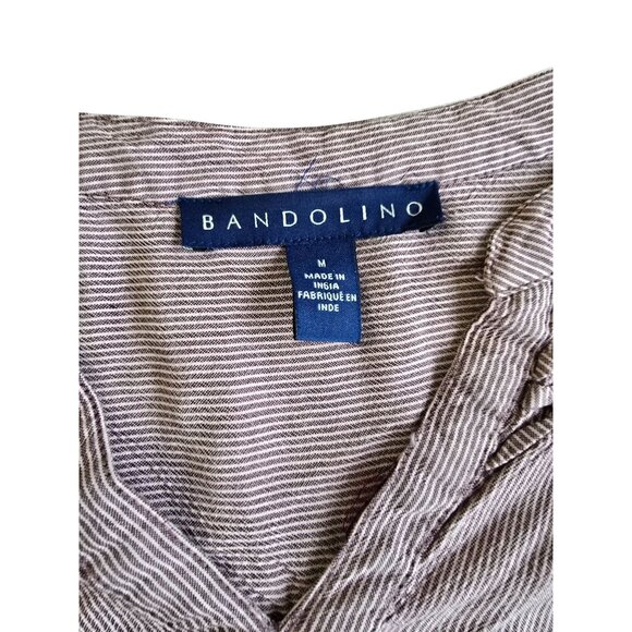 Bandolino Womens Long-Sleeve Pullover Pink White Striped Blouse Size M - Picture 3 of 5